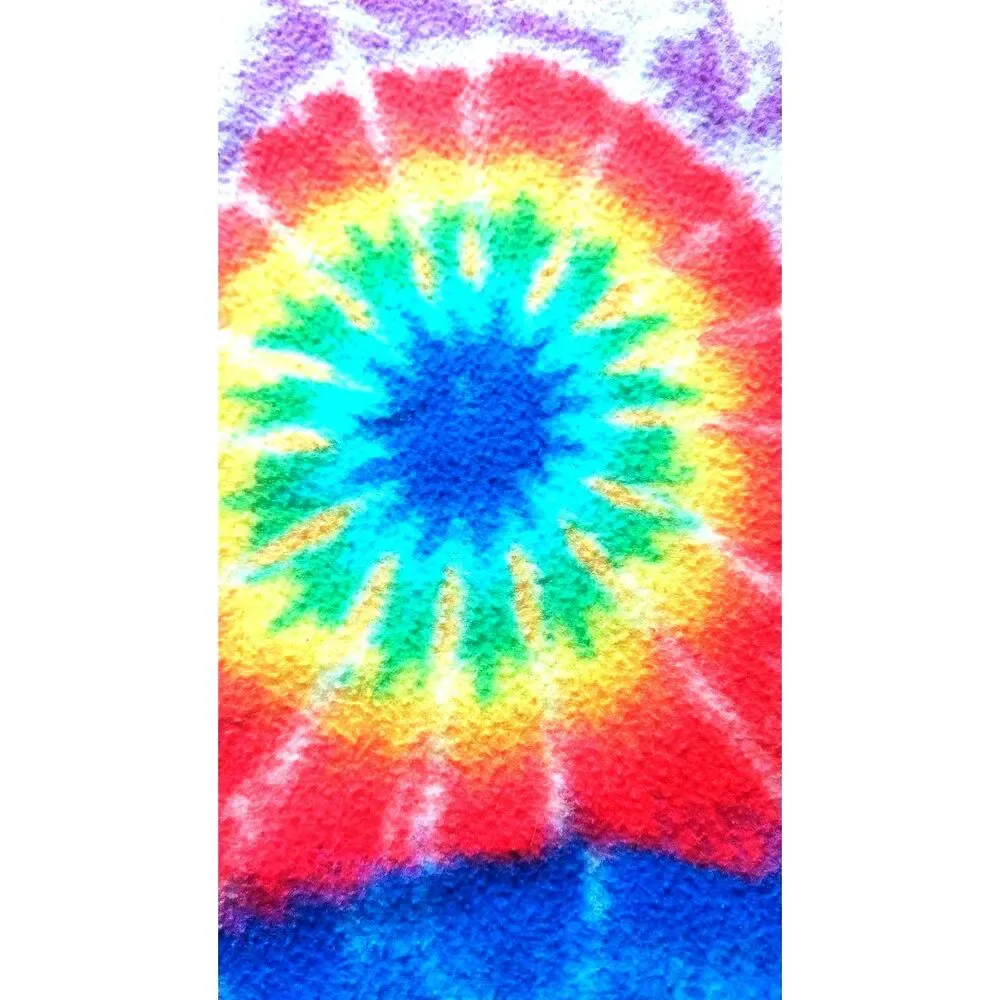Handmade Rainbow Tie Dye Fleece Blanket Throw 48x48 No Sew Knotted Fringe Boho